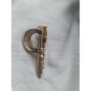 vintage micrometer machinist tool mens tie clip gold and‎ silver tone